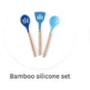 Brand New Sealed 3 Pc Bamboo Silicone Utensil Set Weight Watchers WW